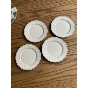Vintage Simplicity Fine China 6” Dessert Plates White Silver Trim JAPAN